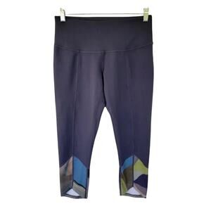 Zella Cropped Leggings Gray Multicolor Hem Pull On Womens Size M Workout Pants